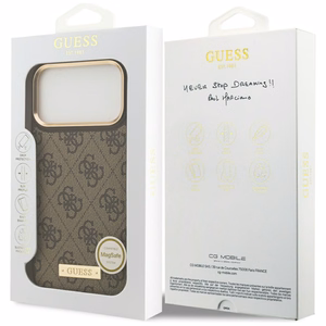 Guess 4G Logo Plate MagSafe Case for iPhone 17 Pro Max - Brown