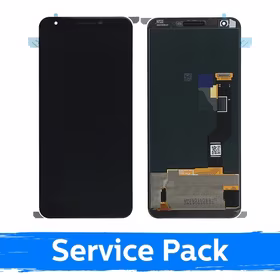 LCD Displejs Saderīgs ar Google Pixel 3A XL Melns Ar Frame (Service Pack)