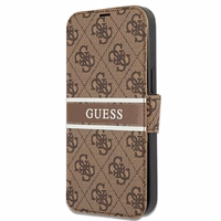 Guess GUBKP13L4GDBR iPhone 13 Pro / 13 6.1" brūns/brūns grāmatas tipa viedtālruņa apvalks 4G Stripe