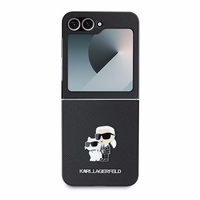 Karl Lagerfeld Saffiano metāla piespraudes viedtālruņa apvalks Samsung Galaxy Z Flip 6 - melns