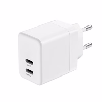 Crong Ultra Compact GaN - tīkla lādētājs 2x USB-C 35W PD 3.0 with PPS (balts)