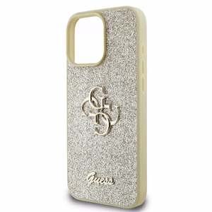 Guess Fiksētais Blizgus Lielais 4G apvalks viedtālrunim iPhone 16 Pro - zelts