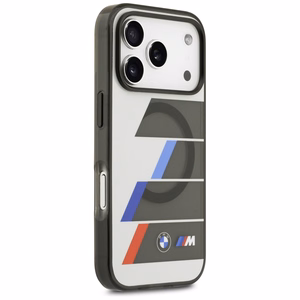 BMW M IML Metal Buttons Tricolor Lines MagSafe Чехол для iPhone 17 Pro - серый