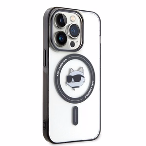 Karl Lagerfeld IML Choupette's Head magnētiskais viedtālruņa apvalks iPhone 15 Pro - caurspīdīgs