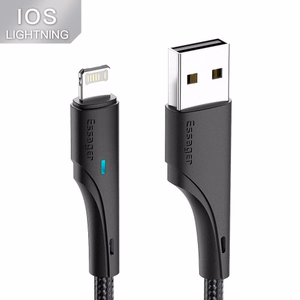USB kabelis Essager Rous melns Lightning 100cm ar LED indikatoru