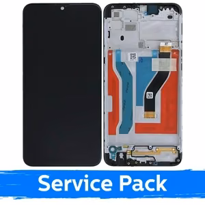 LCD displejs saderīgs ar Samsung A107 A10s melns ar rāmi (Service Pack)