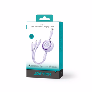 Joyroom Colorful Series S-A40 Cable Retractable 3in1 USB-A - USB-C / Lightning / Micro USB 1m - Purple