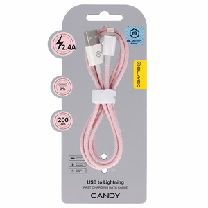 Blavec Кабель Candy плетёный - USB to Lightning - 2,4A 2 метра Apple CarPlay (CCA-UL24P20) розовый