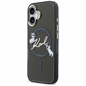 Karl Lagerfeld IML Choupettes Karl Script Logo MagSafe iPhone 17 Maciņš - melns