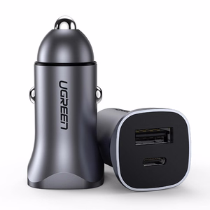 Auto lādētājs Ugreen CD130 USB-C/USB-A 30W pelēks