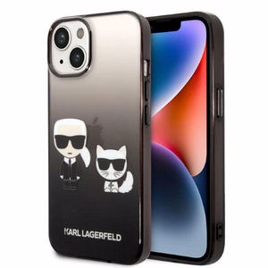 Karl Lagerfeld KLHCP14MTGKCK iPhone 14 Plus 6,7 "cietais viedtālruņa apvalks melns / melns gradienta Ikonik Karl & Choupette