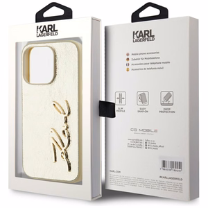 Karl Lagerfeld Wrinkled Metal Signature viedtālruņa apvalks iPhone 15 Pro Max - zelta