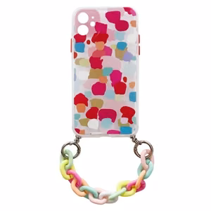 Color Chain viedtālruņa apvalks gels elastīgs elastīgs apvalks ar ķēdes kulonu iPhone 8 Plus / iPhone 7 Plus daudzkrāsains