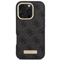 Guess 4G Logo Plate Magnētiskais viedtālruņa apvalks iPhone 16 Pro Max - melns