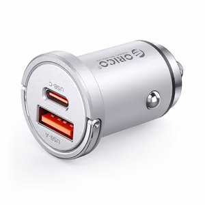 Orico MiniRing Pro 45W USB-A + USB-C auto lādētājs - sudrabs