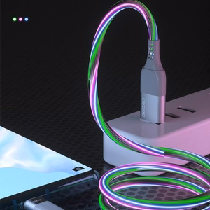 USB Kabelis Dudao L9XT Flowing Light pelēks Type-C 100cm (LED kabelis)