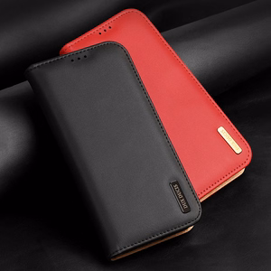 Dux Ducis Hivo ādas atverams vāciņš īstas ādas maks kartēm un dokumentiem Samsung Galaxy S22 + (S22 Plus) melns