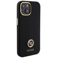 Guess silikona Logo Strass 4G viedtālruņa apvalks iPhone 15 - melns