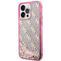 Guess GUHCP14XLC4PSGP iPhone 14 Pro Max 6.7" rozā/rozā cietais apvalks Liquid Glitter 4G caurspīdīgs