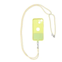 SWING (6mm) tālruņa siksniņa, tālruņa piekariņš ar regulējamu garumu / auklas garums 165 cm (maks. 82,5 cm cilpā) / uz pleca vai kakla – pelēks–dzeltens