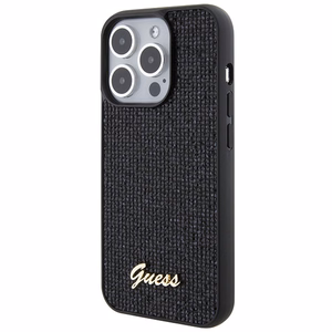 Guess Disko Metāla Uzraksts viedtālruņa apvalks iPhone 15 Pro - melns