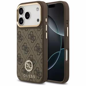 Guess чехол для iPhone 17 Pro совместимый с MagSafe GUHMP17LP4GRMDEW (PU W/ 4G Strass Logo) коричневый