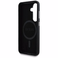 Guess graudains trīsstūra logotips MagSafe apvalks Samsung Galaxy S25 - melns