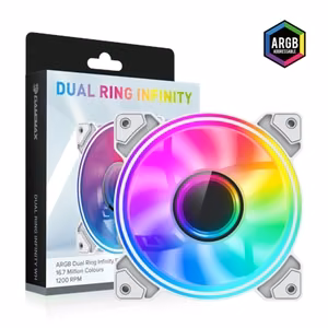 GameMax DUAL RING INFINITY WH – datora korpusa ventilators, balts