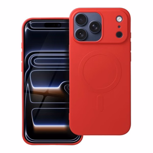 Case for iPhone 17 Pro Max / 18 Pro Max (low camera edge) Silicone Mag Cover compatible with MagSafe (big hole) red