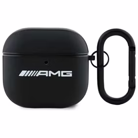 AMG ādas balts logotips viedtālruņa apvalks AirPods 4 - melns / balts