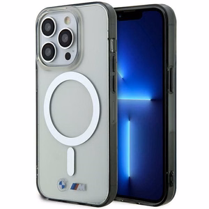 Apvalks BMW BMHMP14XHCRS iPhone 14 Pro Max 6.7" caurspīdīgs cietais apvalks Sudraba Gredzens MagSafe