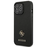 Guess Saffiano 4G Small Metal Logo viedtālruņa apvalks iPhone 13 Pro / 13 6.1" - melna