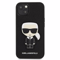 Karl Lagerfeld Saffiano Ikonik Karl's Patch Apvalks iPhone 13 mini - Melns