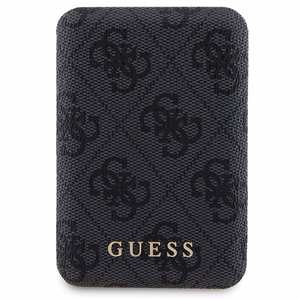 Guess 4G Metal Logo viedtālruņa apvalks komplekts iPhone 13 Pro Max + 5000mAh Magnētiskā portatīvais lādētājs - melna
