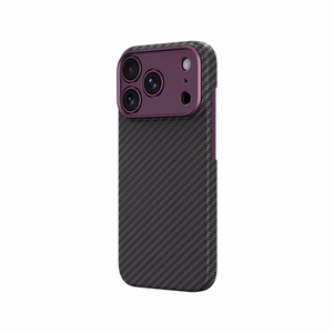 AmazingThing Titan Max Lens maciņš modelim iPhone 18 Pro, no aramīda šķiedras, ar kameras aizsargu, saderīgs ar MagSafe – krāsa: violeta