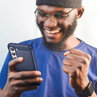 Carbon apvalks viedtālrunim Samsung Galaxy S23+ elastīgs silikona oglekļa apvalks zils