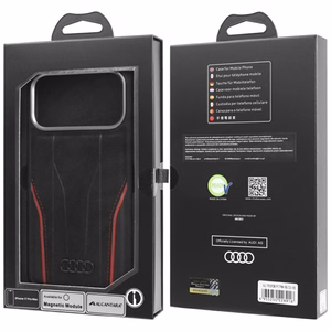 Audi R8 Genuine Leather MagSafe чехол iPhone 17 Pro Max - черный и красный