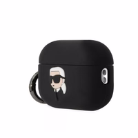 Karl Lagerfeld KLAP2RUNIKK AirPods Pro 2 apvalks melns/melns Silikona Karl Head 3D