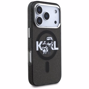 KARL LAGERFELD viedtālruņa apvalks IPHONE 17 Pro, ar magnētisko MagSafe, (KLHMP17LHGKCGKBK, IML Glitter k&C Sketch Logo) melns