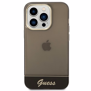 Guess GUHCP14LHGCOK iPhone 14 Pro 6.1 melns / melns kietais viedtālruņa apvalks caurspīdīgs