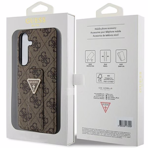 Guess GUHCS24SPGS4TDW S24 S921 brūns/brūns ciets apvalks Grip Stand 4G Triangle Strass