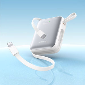 Joyroom JR-PBF27 10000mAh 22.5W внешний аккумулятор со встроенными кабелями USB-C и Lightning - Белый