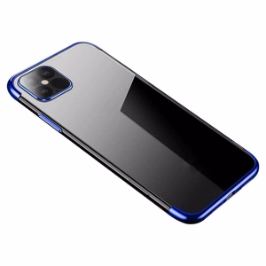 Caurspīdīgs krāsains apvalks Gel TPU ar elektroplāksnes rāmi Xiaomi Mi 11 zils