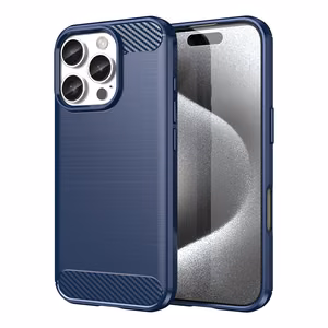 Carbon viedtālruņa apvalks iPhone 16 Pro Max silikona apvalks - zils