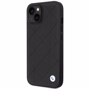 Viedtālruņa apvalks BMW BMHCP14S22RQDK iPhone 14 6.1" melna/melna Ādas Stepēts