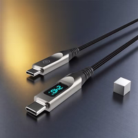 Blavec Kabelis Lumix pīts - Typ C na Typ C - PD 240W 5A LED display 1,2 metra Apple CarPlay/Android Auto (CLU-CC5BG12) melns-pelēks