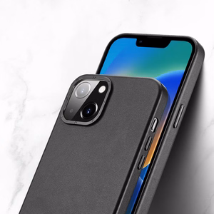 Dux Ducis Grit ādas apvalks iPhone 14 Plus Elegants mākslīgās ādas apvalks (MagSafe saderīgs) Melns