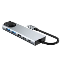 Tech-Protect HB02 HUB adapteris 6in1 USB-C + USB2.0 + USB3.0 + HDMI 4K 30Hz + RJ45 + PD100W - pelēks