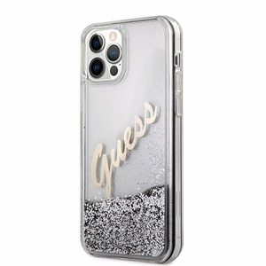 Guess GUHCP12LGLVSSI iPhone 12 Pro Max 6.7" silver/silver hardcase Glitter Vintage Script