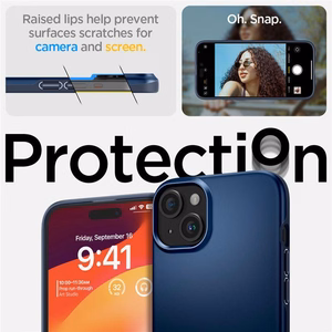 Spigen Thin Fit viedtālruņa apvalks iPhone 15 Plus - zils